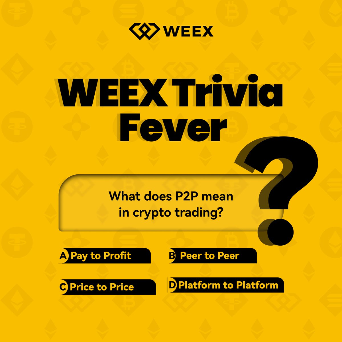 🚀WEEX Trivia Fever DAY 5

Answer daily crypto questions and stand a chance to win from the $500 prize pool 

To get started:
✅ Follow <a href="/WEEX_Africa/">WEEX Africa</a> &amp; turn on post notifications
🔁 Retweet this post
✅Tag 3 friends who are not following <a href="/WEEX_Africa/">WEEX Africa</a>
✅Drop your answer + UID