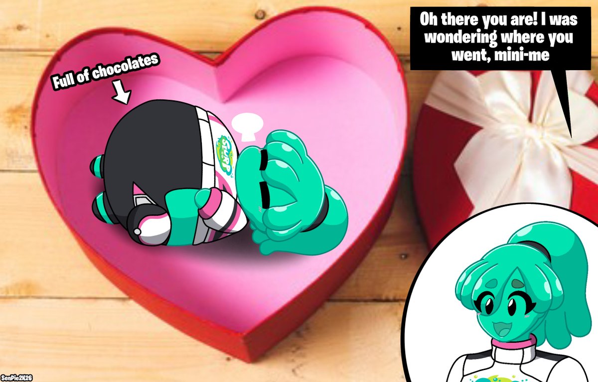 Happy Valentine's Day, here have some chocolat-oh wait nevermind, the smol jellybean already ate them 💚🍫
.
Ella Slurp from Fortnite
#myart #fanart #fortnite #ellaslurp