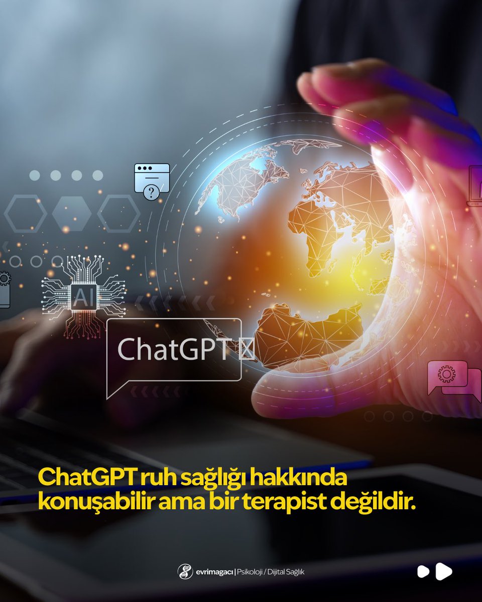 evrimagaci's tweet photo. 🧠 Yapay zekâ ile sohbet etmek, özellikle zor duygular yaşarken insanlara geçici bir rahatlama hissi verebilir. Sorulara hızlı yanıtlar almak, düşünceleri toparlamak ya da yalnız hissetmemek bu deneyimin cazip yönleri arasında yer alıyor.

🤖 Ancak ChatGPT gibi sohbet botları, ruh sağlığı desteği sunmak üzere tasarlanmış profesyoneller değildir. Verdikleri yanıtlar, bireyin geçmişi, psikolojik durumu veya risk düzeyi gibi kritik unsurları değerlendiremez. Bu nedenle, konuşmalar yüzeysel bir destek hissi yaratabilirken, derinlikli bir yönlendirme sağlamayabilir.

💬 Ayrıca yapay zekânın empatiye benzer bir dil kullanması, kullanıcıda “anlaşılıyorum” hissi oluşturabilir. Bu durum, gerçek bir terapötik ilişkinin sunduğu güvenlik ve uzmanlıktan farklıdır. Gerçek destek süreçleri, bireye özgü değerlendirme ve sorumluluk gerektirir.

📌 ChatGPT, düşünceleri düzenlemek ya da genel bilgi edinmek için bir araç olabilir. Ancak ruh sağlığı söz konusu olduğunda, ihtiyaç duyulan destek; insan etkileşimi, uzmanlık ve bireysel değerlendirme ile şekillenir.

Yazar: Rebecca Ruiz
 Çeviren: Serra Kutlu
 Editör: Damla Şahin Uçar

ℹ️ Bu içerik, Evrim Ağacı internet sitesinden derlenerek hazırlanmıştır. Derleme sırasında bazı önemli detaylar kaybolmuş olabilir. Konu hakkında eksiksiz bilgi almak ve kaynaklarımızı görmek için içeriği lütfen https://t.co/XV1qS2T8Xj üzerinden okuyunuz.