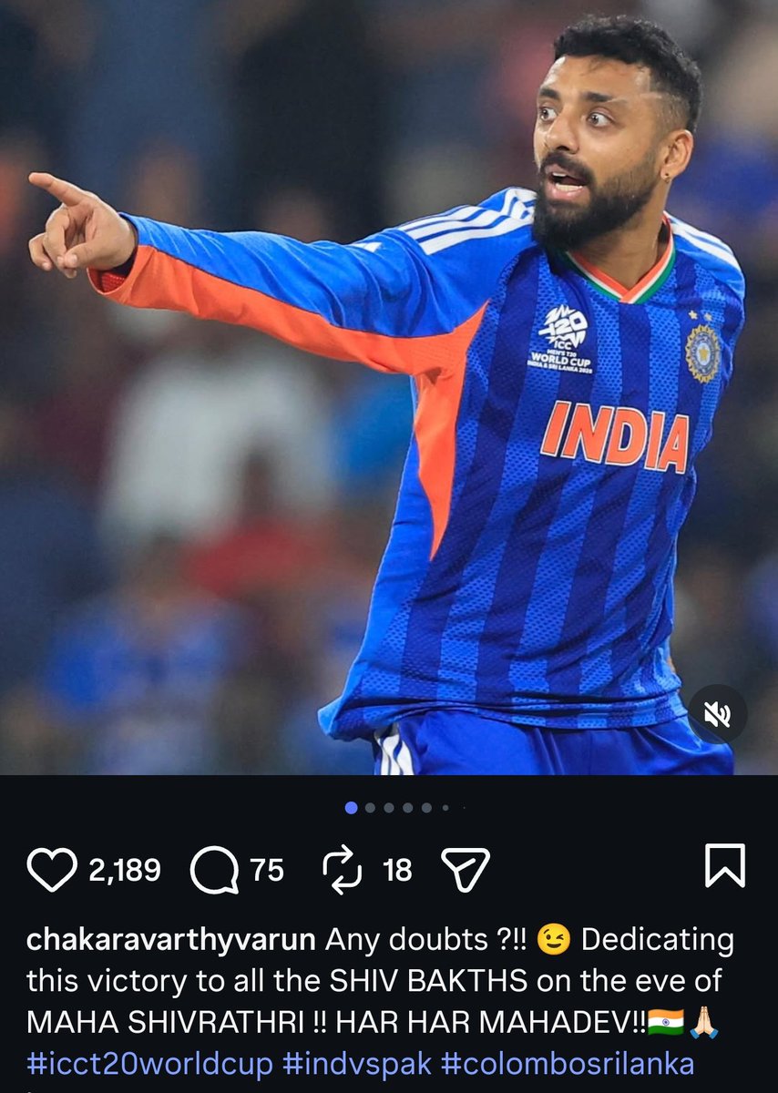 Varun Chakravarthy dedicated the victory against Pakistan to Shiv Bakths on the eve of Maha Shivrathri. 👏