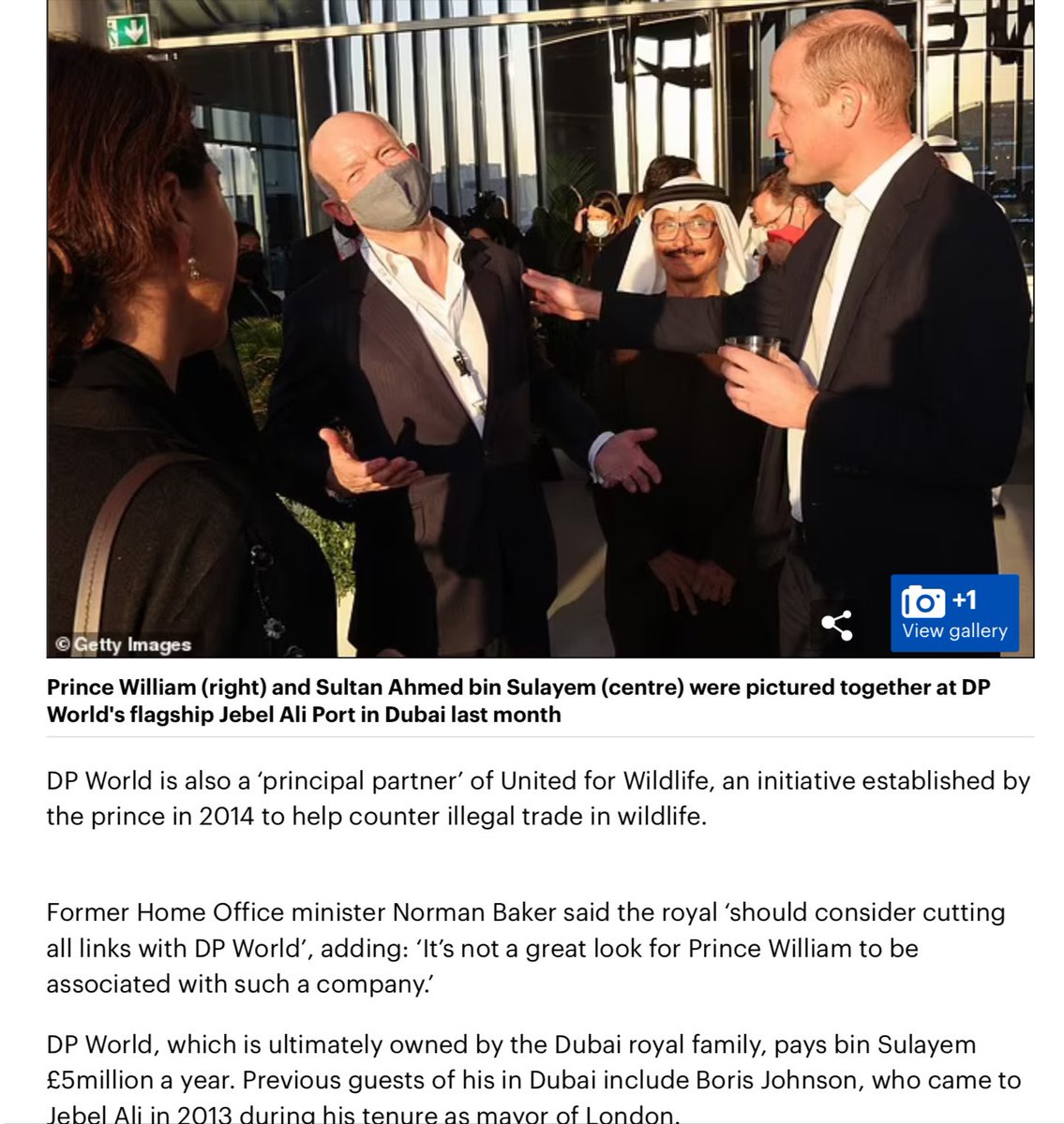 Prince William was warned about his connection with Sultan Ahmed bin Sulayem, four years ago! 
Former Home Office minister Norman Baker said the royal ‘should consider cutting all links with DP World. It’s not a great look for Prince William’.

Archived: archive.ph/2022.04.03-125…