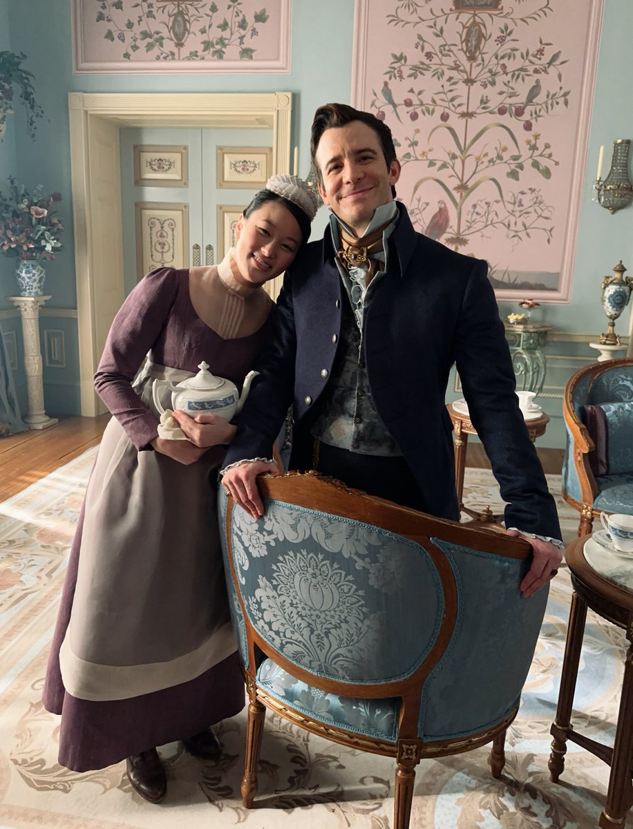 A moment in the Bridgerton drawing room.