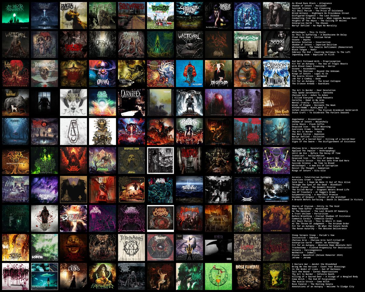 HereticPrevails's tweet photo. I got bored last night, so here is 100 deathcore EPs/albums I think are must listens. All of these are bangers in their own ways and some of my favorites in the whole genre. And a lot of these are important as well for the genre and pushing it forward. 🗣🔥 https://t.co/AjuNpDQEQH