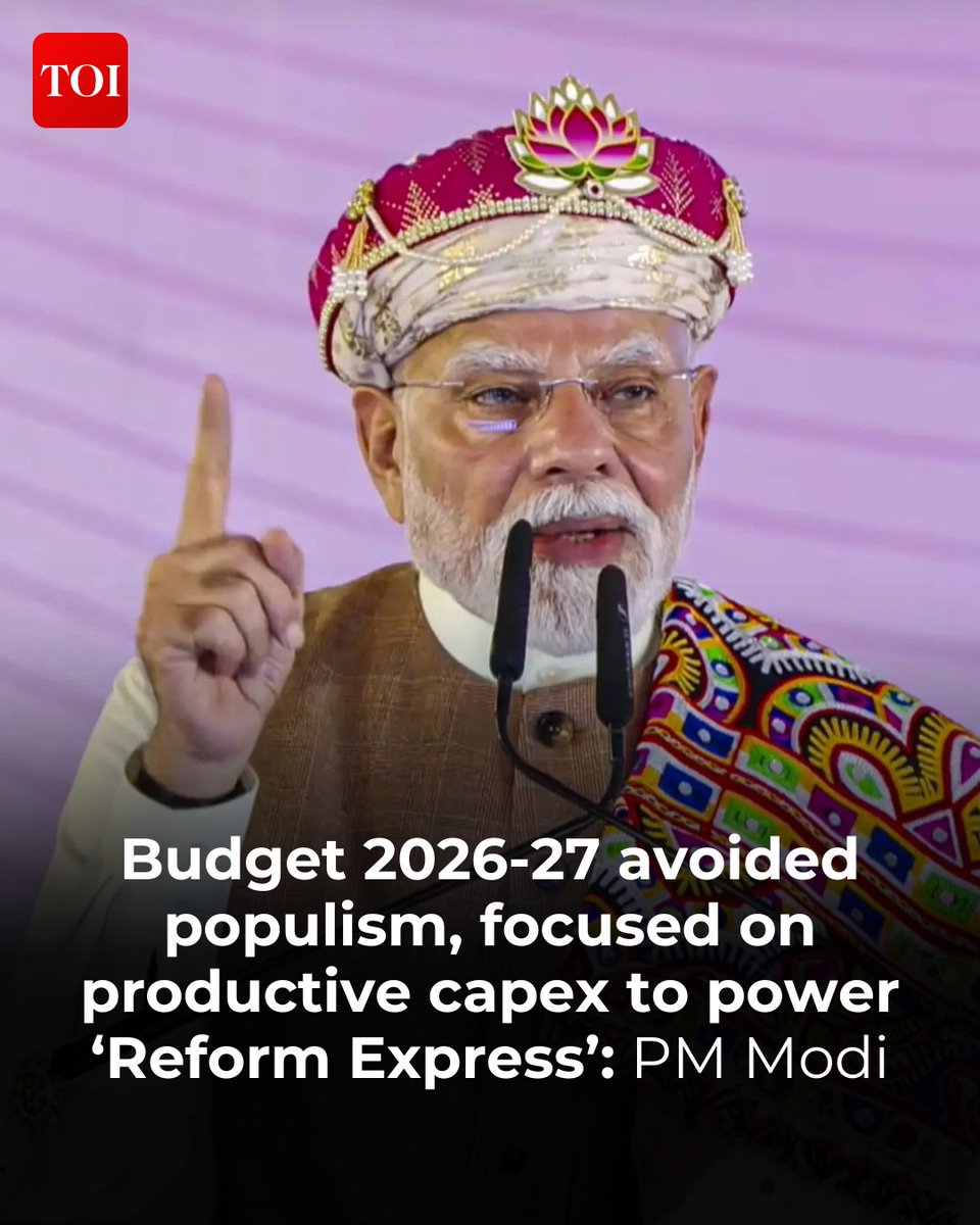 timesofindia's tweet photo. Prime Minister Modi highlighted the #UnionBudget's focus on productive spending and record infrastructure outlays, steering clear of populism for #sustainable growth. 

More details 📷 https://t.co/E3rx0V0jPL https://t.co/slsnc4sImz