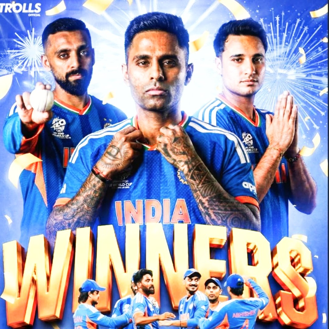 सभी देशवासियों के साथ साथ बधाई हो टीम इंडिया... 💐💐💐 
T20 वर्ल्ड कप 2026 में भारत ने पाकिस्तान पर 61 रन से जीत हासिल कर अद्भुत प्रदर्शन किया
