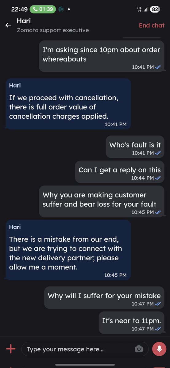 sonau95's tweet photo. @zomatocare @zomato i placed order 1.5hr ago and your agents couldn't deliver it yet. If i want to cancel cs team isn't providing refund.  What u want us to do? Wait whole night for the order.
Order #7802405002 https://t.co/BWmAVR5Lec