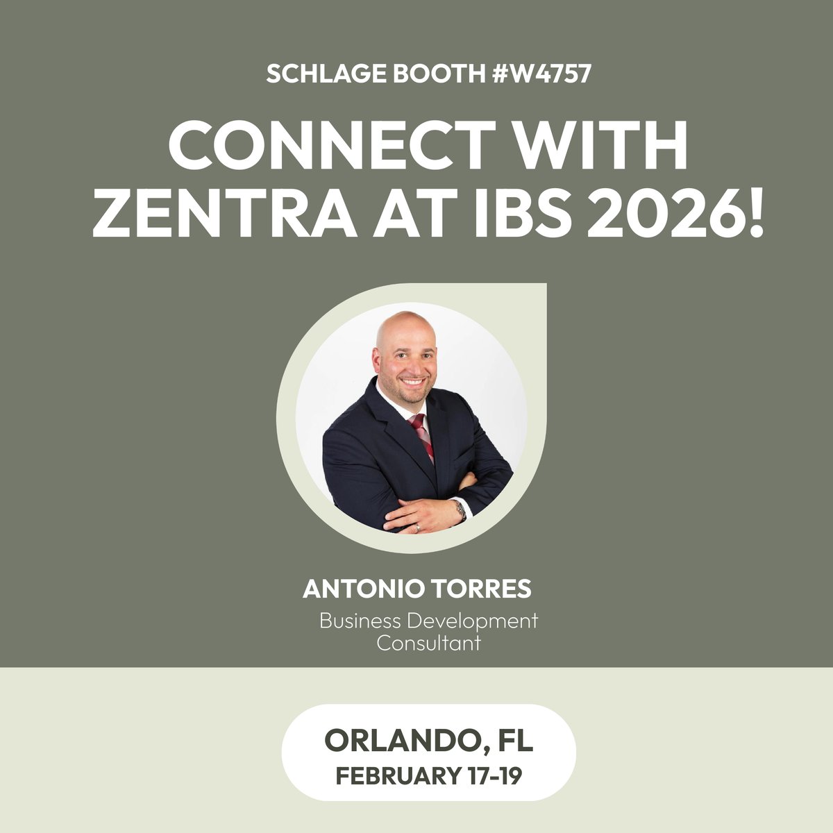 ZentraAccess's tweet photo. Zentra is excited to attend IBS 2026 in Orlando, Feb 17–19! 🎉

Connect with Antonio Torres, our Business Development Consultant, at the Schlage booth W4757 to learn about Zentra’s latest access control solutions.

Stop by for a live demo and say hello! https://t.co/FfS51sUFrB