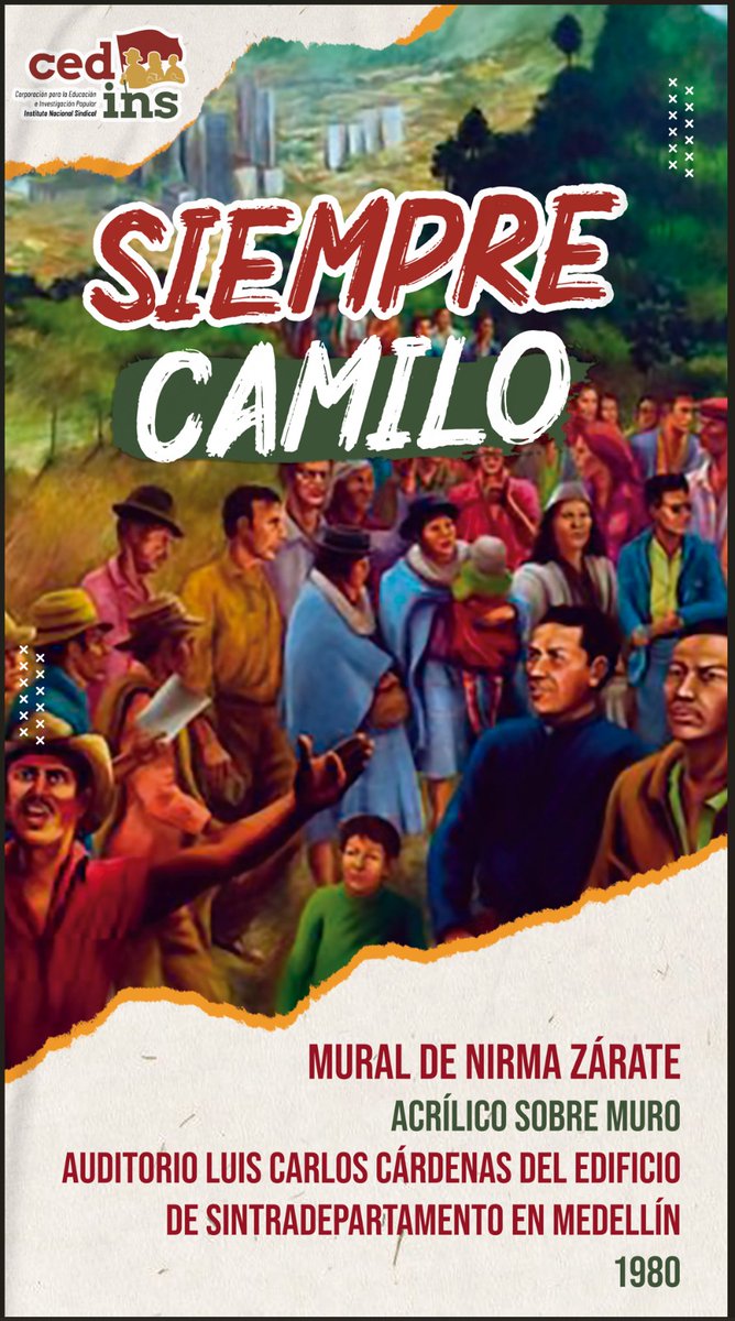 2. Camilo siempre estuvo en compañía de su pueblo y optó con convicción por todas las formas de lucha. Aquí tienen lugar la lucha  obrera, campesina, urbana, junto a Luis Carlos Cárdenas dirigente sindical y Omaira Montoya Henao dirigente popular y muchos luchadores más, en una