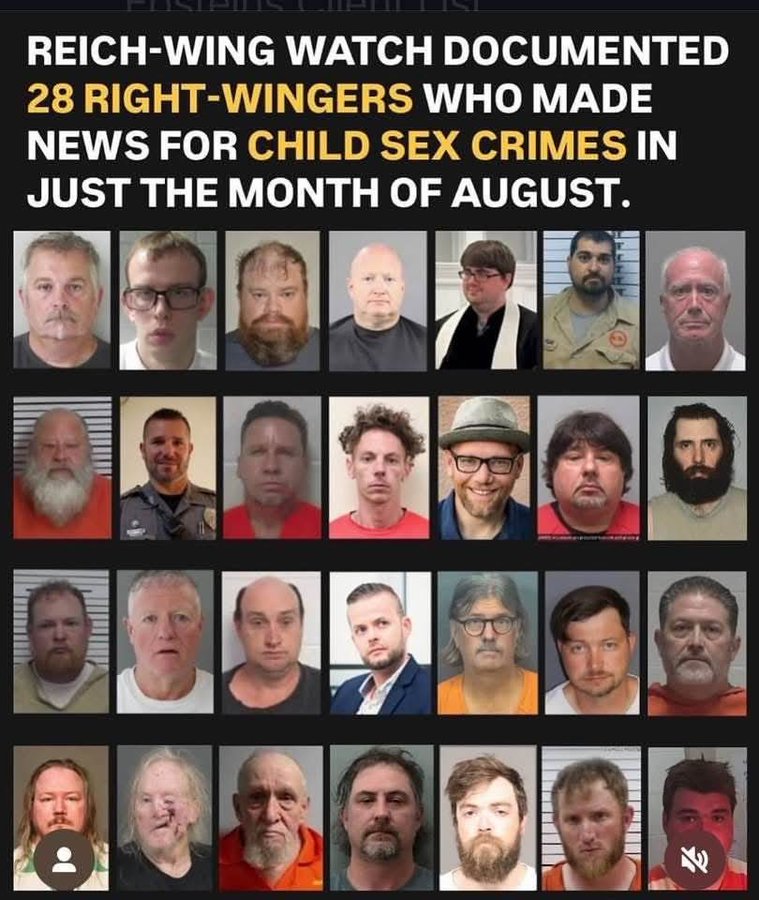 <a href="/glenn_tunes/">Glenn Tunes</a> I have posted the number of pedophiles just indicted in 2025 &amp; I barley got a response.from MAGA. It's almost part of the cred to being a serial sexual abuser of women &amp; children, it will get you re-elected in some case, multiple times. Does America have a problem with pedophilia