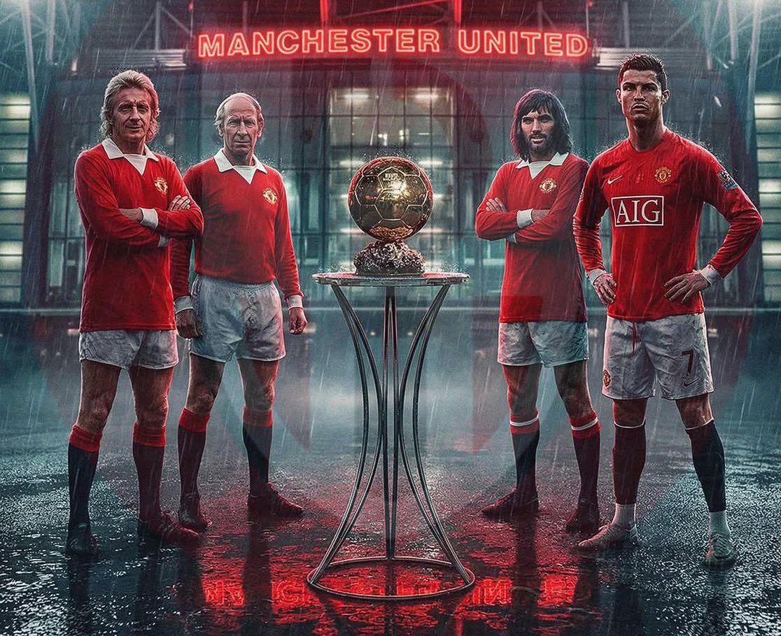 UtdMaI's tweet image. The greatest football story ever told 💯 

Manchester United remains the only English team with the most Ballon d'Or winners, having produced four different recipients of the award.

🏴󠁧󠁢󠁳󠁣󠁴󠁿 Denis Law (1964) 
🏴󠁧󠁢󠁥󠁮󠁧󠁿 Bobby Charlton (1966) 
☘️ George Best (1968) 
🇵🇹 Cristiano Ronaldo (2008)