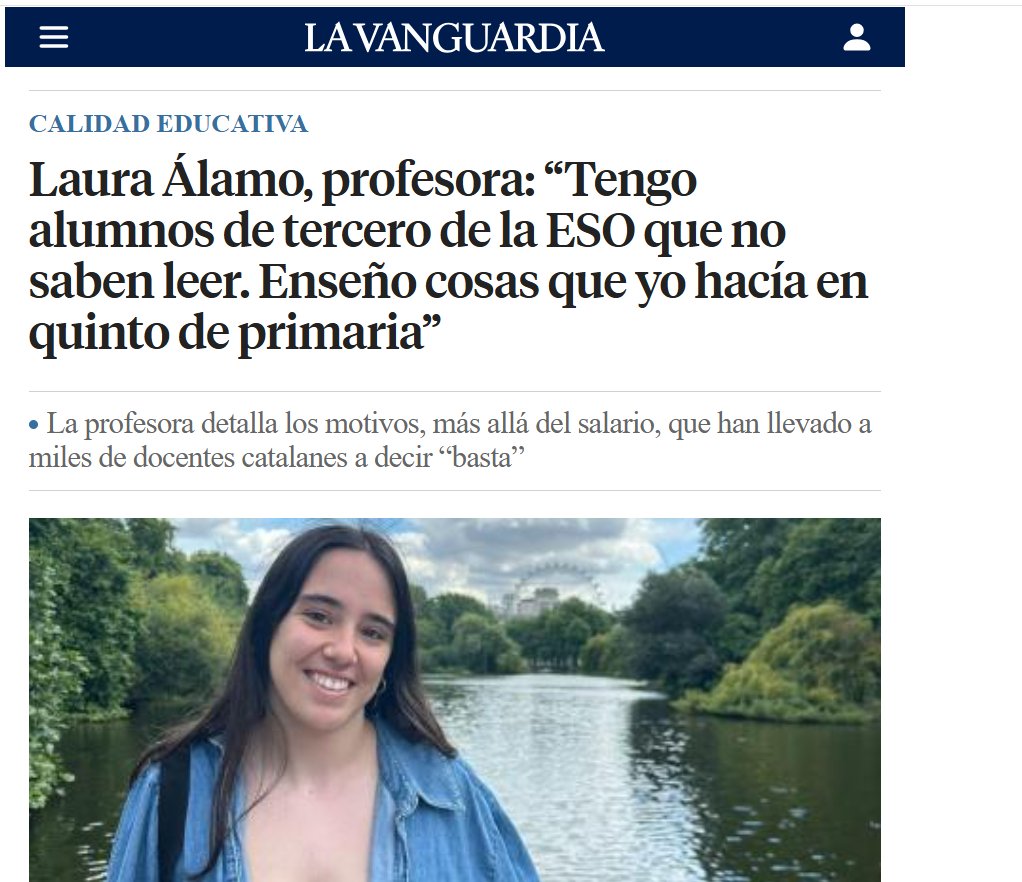 “Tengo alumnos de 3º de la ESO que no saben leer. Enseño cosas que yo hacía en 5º de primaria”.
Laura Álamo, profesora en Cataluña, señala que hay una bajada de nivel y sobrecarga “No puedo dejar atrás a uno ni a 24”. Radiografía de una crisis educativa estructural. #Educación