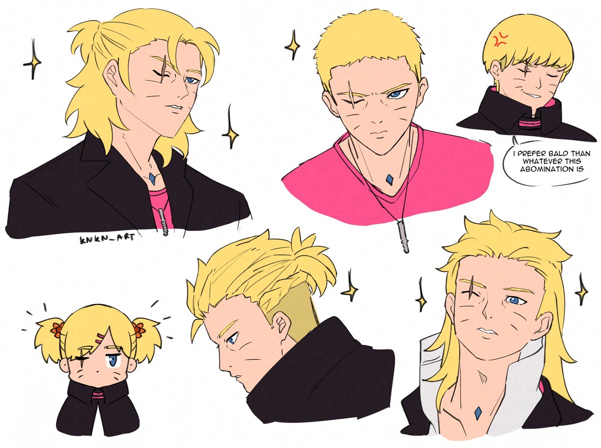 Playing salon with Boruto's hair.