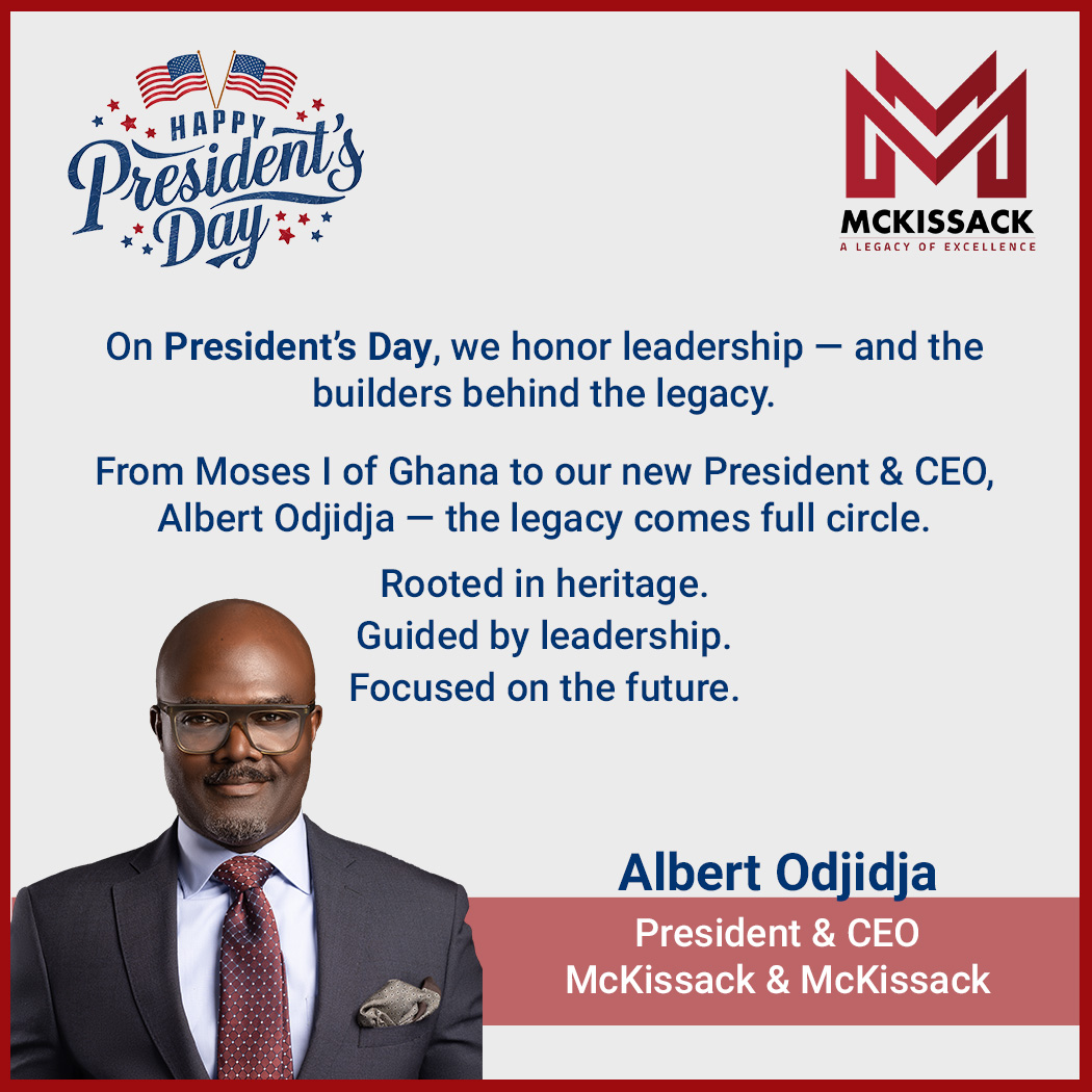 McKissack1905's tweet image. On President’s Day, we honor leadership — and the builders behind the legacy. From Moses I of Ghana to our new President &amp;amp; CEO, Albert Odjidja — the legacy comes full circle. #McKissack #LegacyBuilders #PresidentsDay #WhoBuiltThisWeDid #BuiltWithPurpose