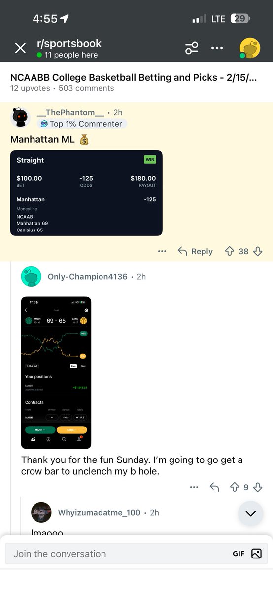 GallandNathan's tweet photo. @IrvingUbri @ANON_BETTING How much he charged you for this pick? It was free on Reddit anon stole it and turned around and d sold it to degenerates like you open your eyes https://t.co/yZzRkfcWZp