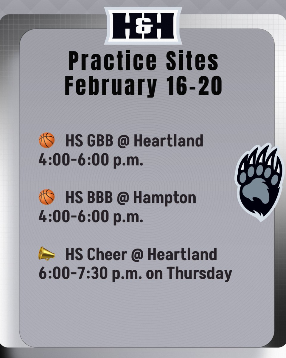 Practice Sites February 16-20 #GoBearcats
