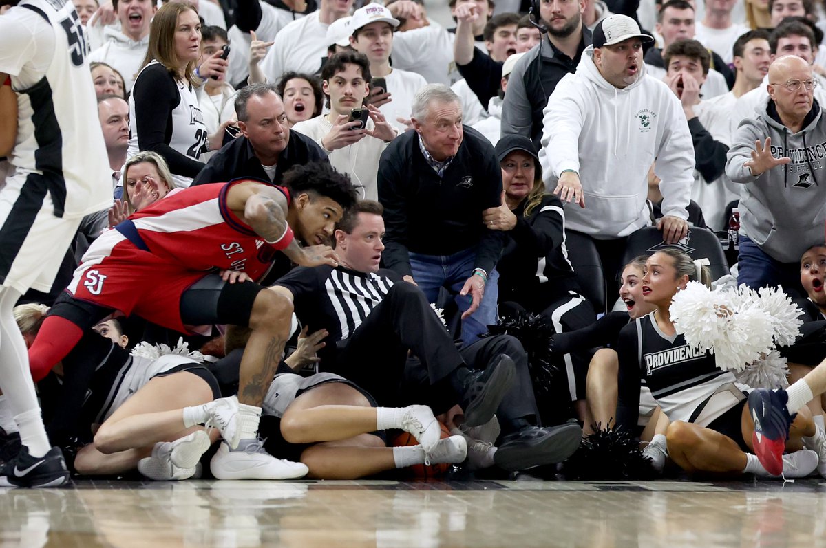 ICYMI: Seven players were ejected from Saturday’s game between No. 17 St. John’s and Providence after a fight on the court. Tap the link to learn more: shorturl.at/QkxbU