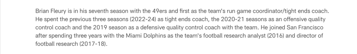 Some notes on new Seahawks OC Brian Fleury, including time with the Dolphins before the 49ers as the team's "Football research analyst and director"