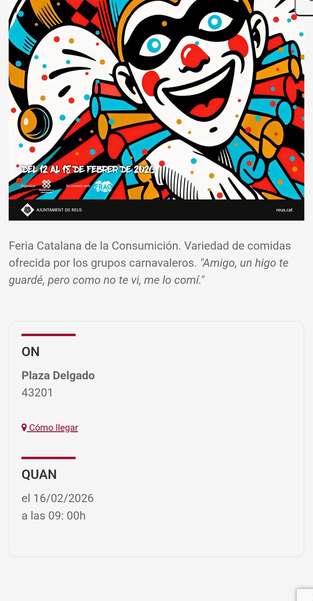 Per cert, <a href="/reus_cat/">Ajuntament de Reus</a> <a href="/ReusCultura/">Reus Cultura</a> , a la vostra web diu que demà ens veiem a la Plaza Delgado (Prim) per l'Expro-Profit. Feu-vos-ho mirar