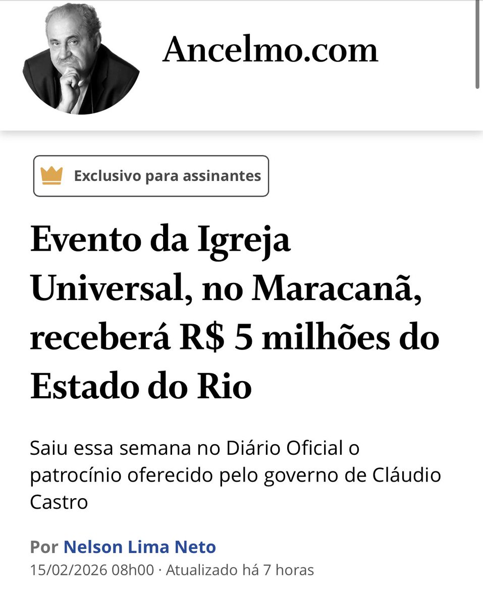 Essas coisas é bom avisar a Damares, pois ela se zangou com um milhão pra escola de samba que vai homenagear a vida de Lula.
Neste caso são 5x mais é pra essa igreja já cheia de escândalos.