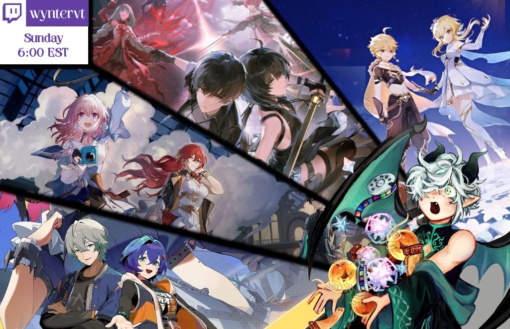 It's Sunday gacha weeklies and ya boi is recovering from being SICK so sorry if I'm gross!

twitch.tv/wyntervt

#VTuber #ENVTuber #Genshin #GenshinImpact #HSR #HonkaiStarrail #ZZZ #ZenlessZoneZero #wuwa #WutheringWaves