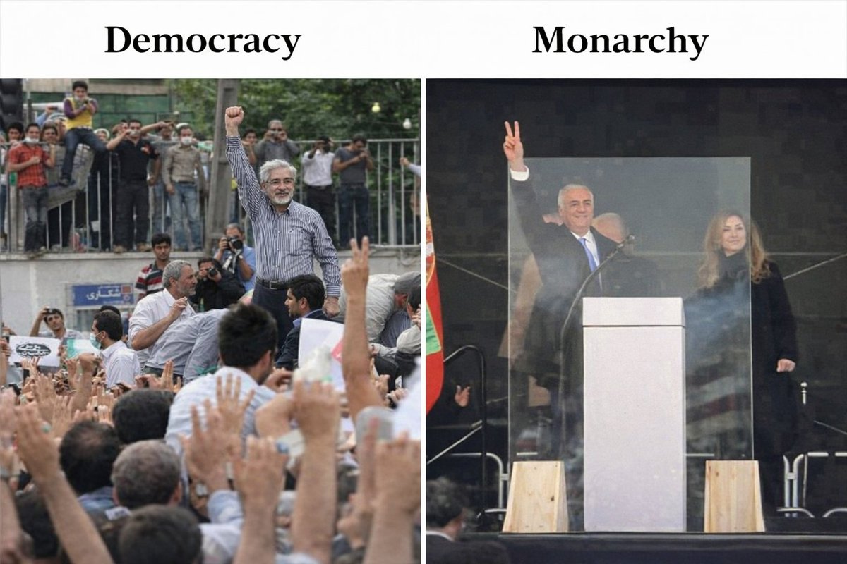 یکی در امن‌ترین کشور جهان از پشت شیشه ضدگلوله، دیگری در میان مردم

یکی از راه دور در ویلای خود مردم را جلوی گلوله میفرستد، دیگری نگران آسیب دیدن مردم

یکی مردم را تلفات جنگی مینامد، دیگری مردم را سرمایه میداند

یکی میگوید "من" را صدا میزنند، "من" رهبر گذار شوم، دیگری میگوید مردم