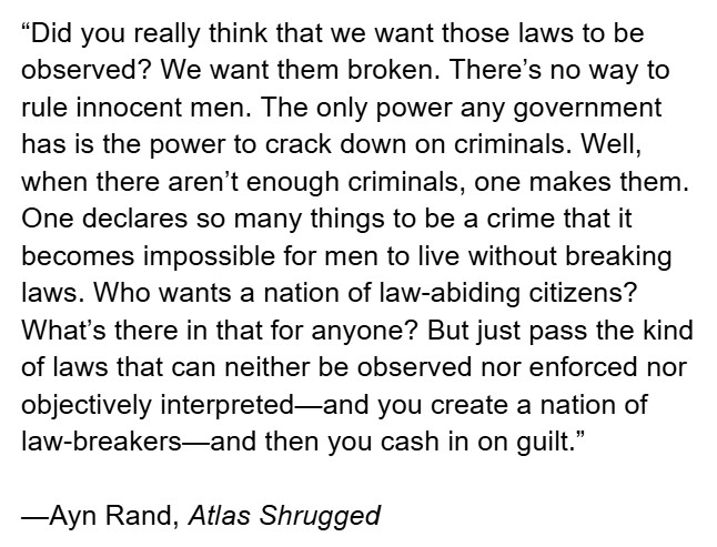 I learned more in an hour reading the criminally underrated and very unfairly maligned Ayn Rand than the thousands I spent reading Marx, Foucault, and their university acclaimed commentators