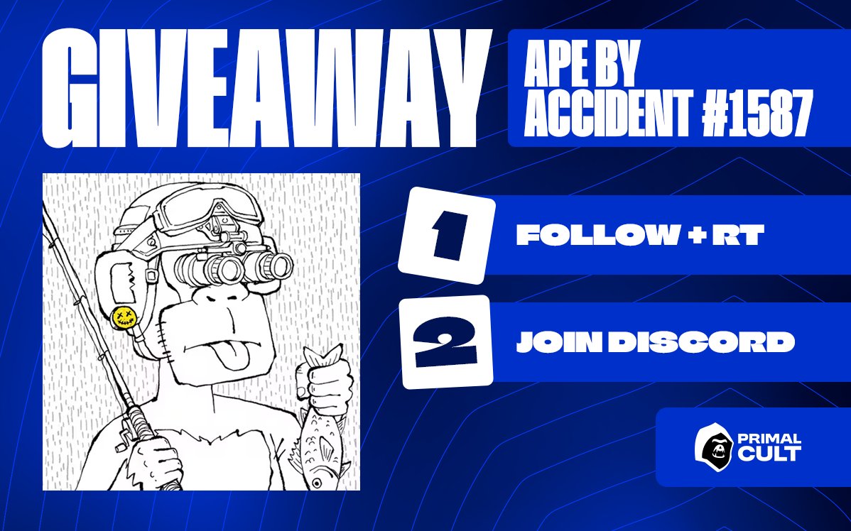 💙🎁GIVEAWAY🎁💙

We are giving away <a href="/apesbyaccident/">apes by accident</a> #1587 in our Discord server (everyone participates) 🦍

Follow + RT + Join Discord, easy peasy!
discord.gg/djJaV4keCQ

48hrs for the lucky winner!!!⏰🎉