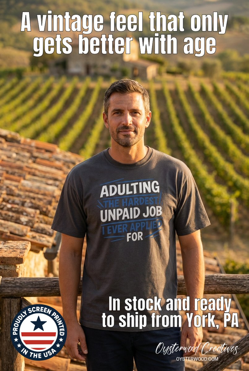 Oysterwood_'s tweet image. Golden-hour vineyard fit: soft cotton, bold sarcasm, hand-printed in York, PA. “The hardest unpaid job I ever applied for.” $17.95 #GraphicTee #UnisexStyle #HandPrinted

Shop here:  oysterwood.com/product/funny-…