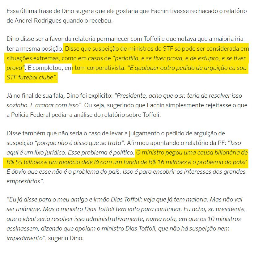 MarceloRoMonte's tweet image. Flávio Dino se solidarizando com “meu irmão ministro Dias Toffoli”, sem saber que a reunião secreta estava sendo gravada:

“O ministro (Toffoli) pegou uma causa bilionária de 55 bilhões de reais e um negócio dele lá com um fundo de 16 milhões é o problema do país? Ê óbvio que…