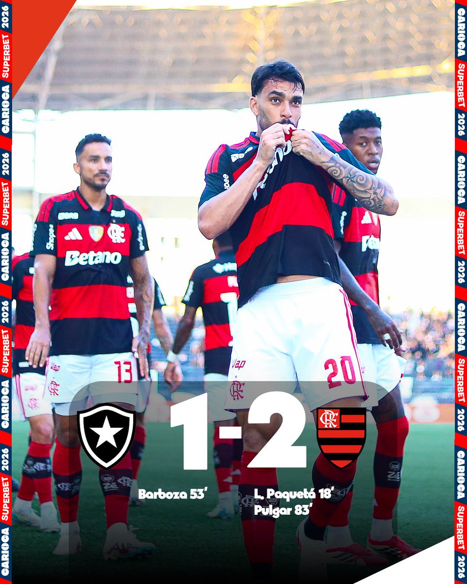 DEU MENGÃO NO CLÁSSICO! 🔴⚫️

Com gols de Paquetá e Pulgar, o <a href="/Flamengo/">Flamengo</a> vence o Botafogo no Nilton Santos e elimina o alvinegro da competição.

#BOTxFLA