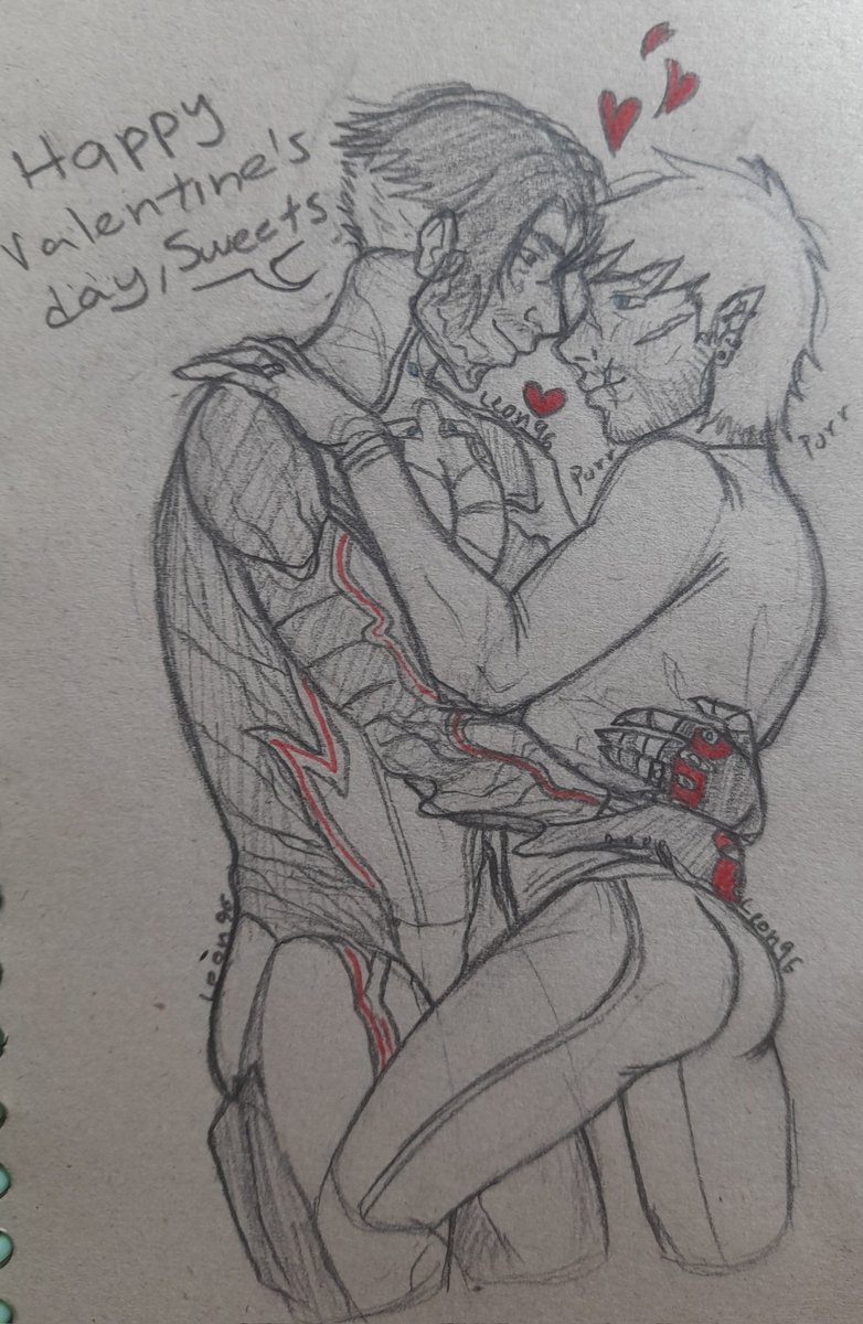 LeonN1ghtingale's tweet photo. Valentine's day with my sweets~❤️💙
I forgot to post. Sorry I'm a day late.
Also caked up Vexzel...
#Warframe #warframefanart #warframestardays #stardays #ArthurNightingale #VexzelNaedera #warframedrifter #warframe1999 https://t.co/NY8j8vkFma