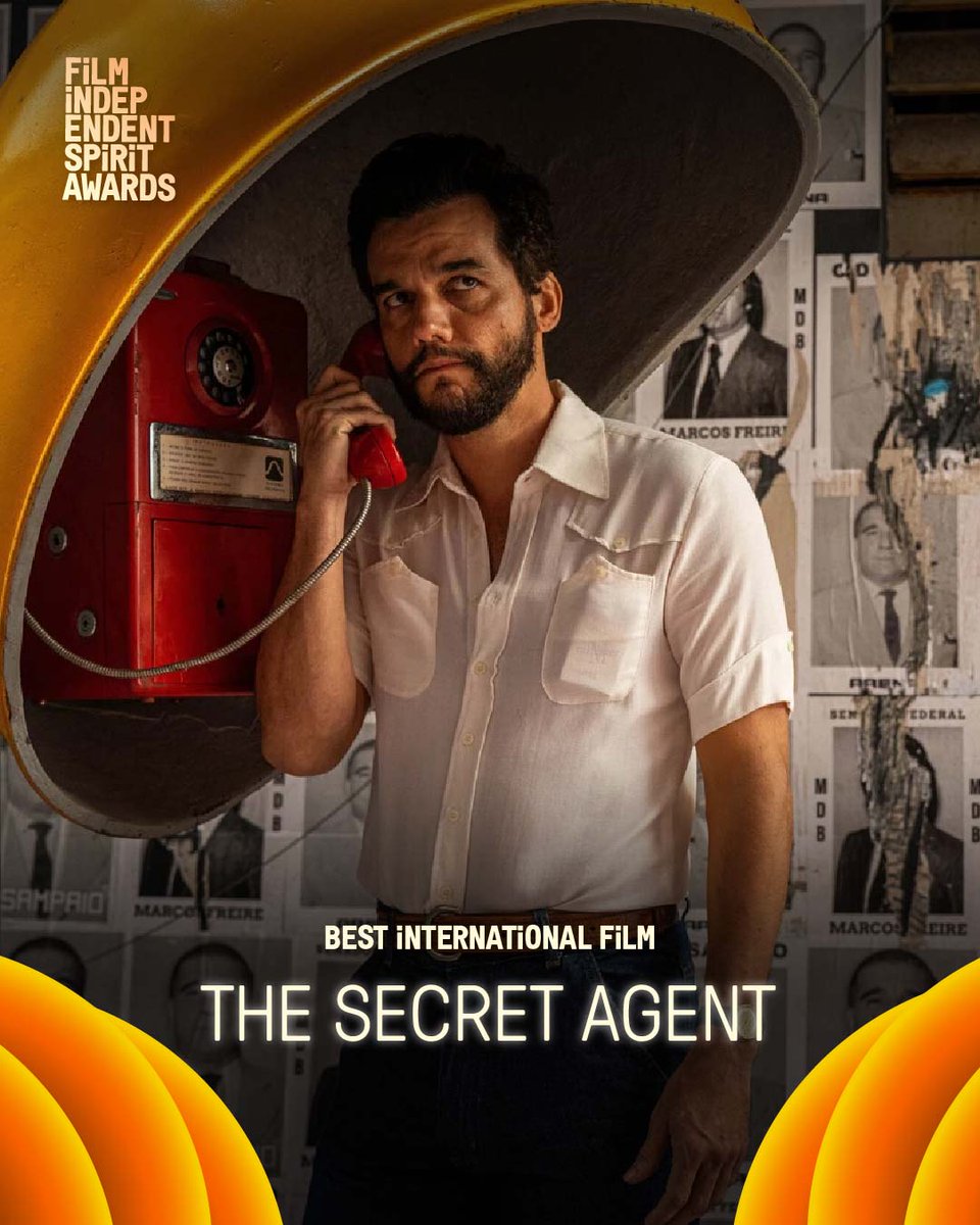 Brazil’s ‘The Secret Agent’ is BEST INTERNATIONAL FILM at the 2026 #SpiritAwards. 🇧🇷 

Directed by Kleber Mendonça Filho.