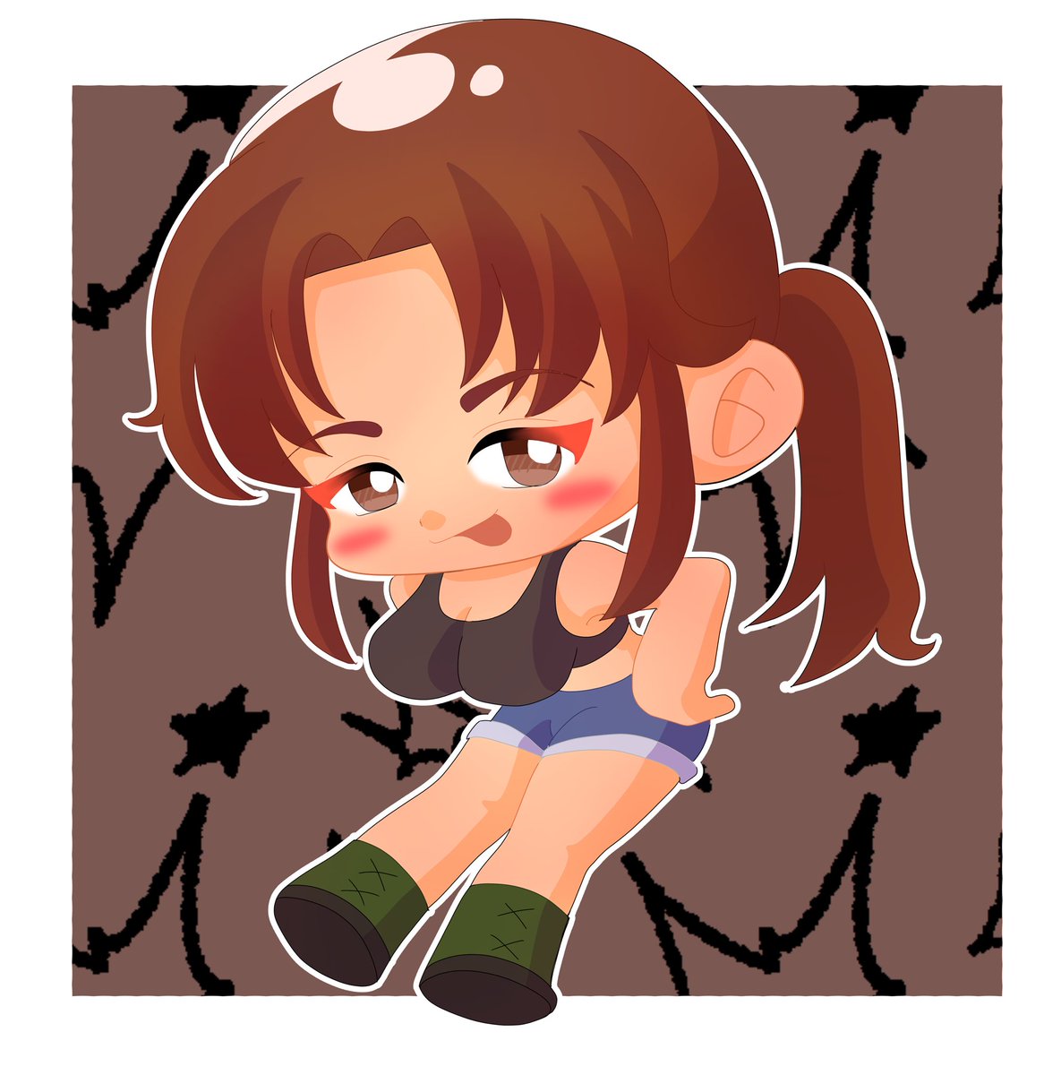 harinezuko_'s tweet photo. おはようございます。
ブラックラグーンみてたら、巨乳が描きたくなった。レベッカ姉さん風ミニキャラです。

 #イラスト  #ミニキャラ  #デフォルメ https://t.co/jjqcL9Lhnf