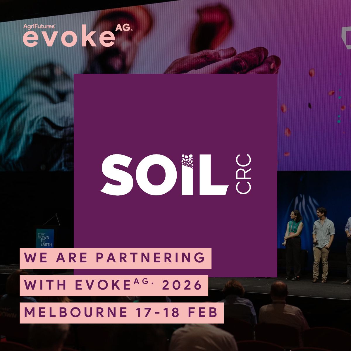 SoilCRC's tweet photo. A reminder that Soil CRC will be showcasing our #soiltech at @AgriFuturesAU #evokeAG2026 in Melbourne this week. Drop into our exhibition stand to have a chat about our BILBY® wireless communication node, BANDICOOT® soil probe and QUOLL® e-nose 🔗https://t.co/aqxRBs0vPn https://t.co/IV9v8SHMI9