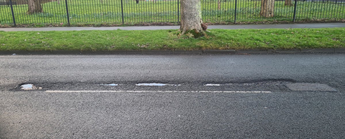 SuzanK73's tweet photo. So have reported again for the 4th time the potholes on road outside our drive that the car goes into each time.  Last 3 reports was told it passed the inspection.  Our car &amp; tyres will judge that #potholes #manchestercitycouncil #wythenshawe https://t.co/HkolFUKSaL