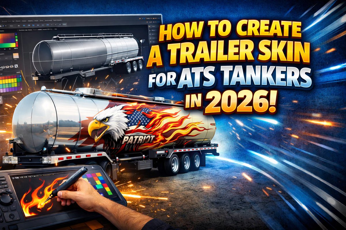 _Pauly_51's tweet photo. 🚛 New Tutorial Dropping This Week! 🎨  

I’ll be showing you how to create a trailer skin for ATS tankers in 2026 step-by-step, perfect for beginners and experienced modders alike.  #ATS https://t.co/vtdVoF1uGi