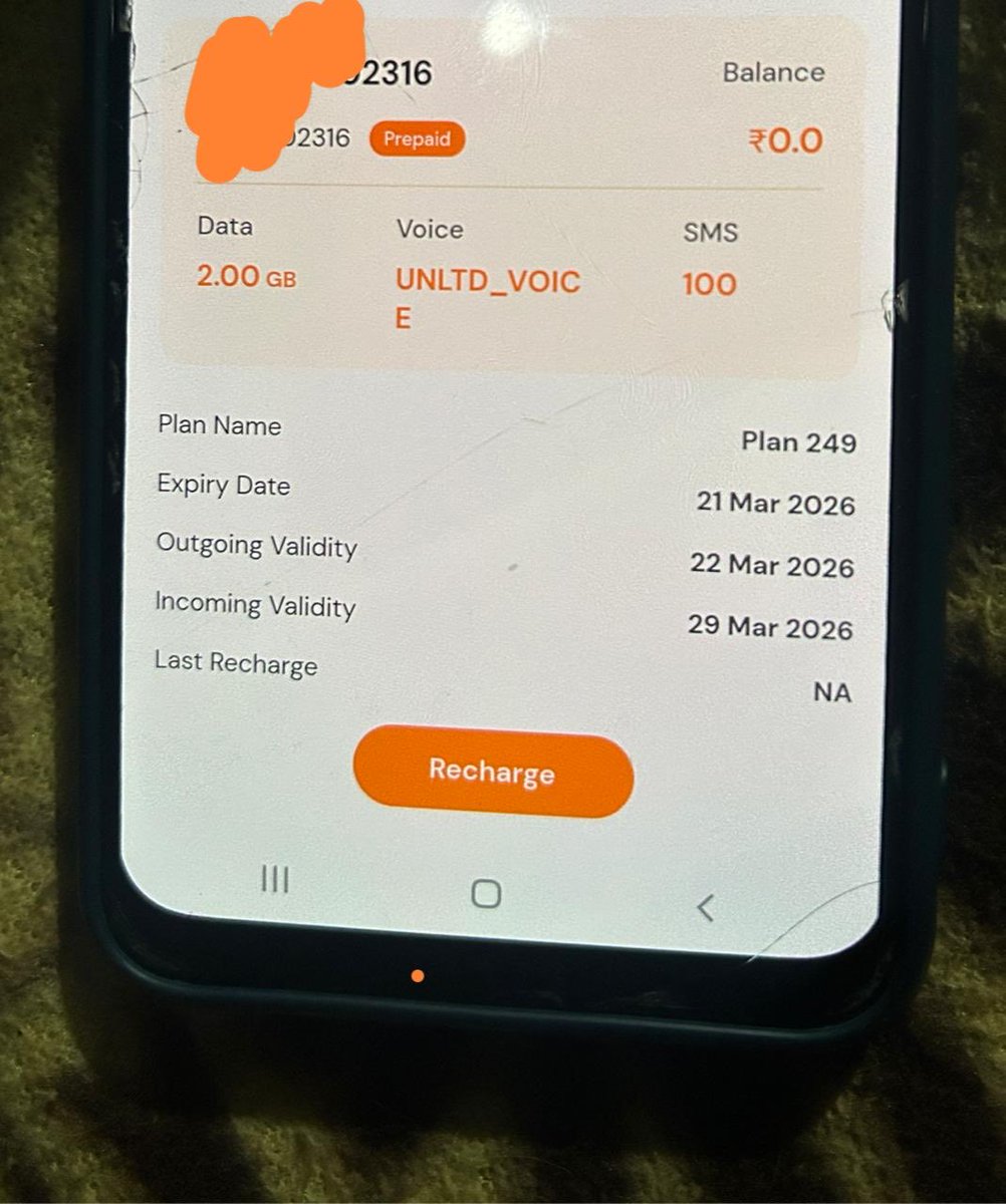 maxshaaz1's tweet photo. @BSNLCorporate Ported to BSNL on promise of ₹249 plan with 2GB/day for 60 days After activation I got only 2GB total data with shorter validity. Its misleading I feel cheated Kindly:
Activate the promised plan (2GB/day for 60 days
Mob:XX2316  
Please resolve urgently. #BSNL #MNP https://t.co/uZqocWkE01