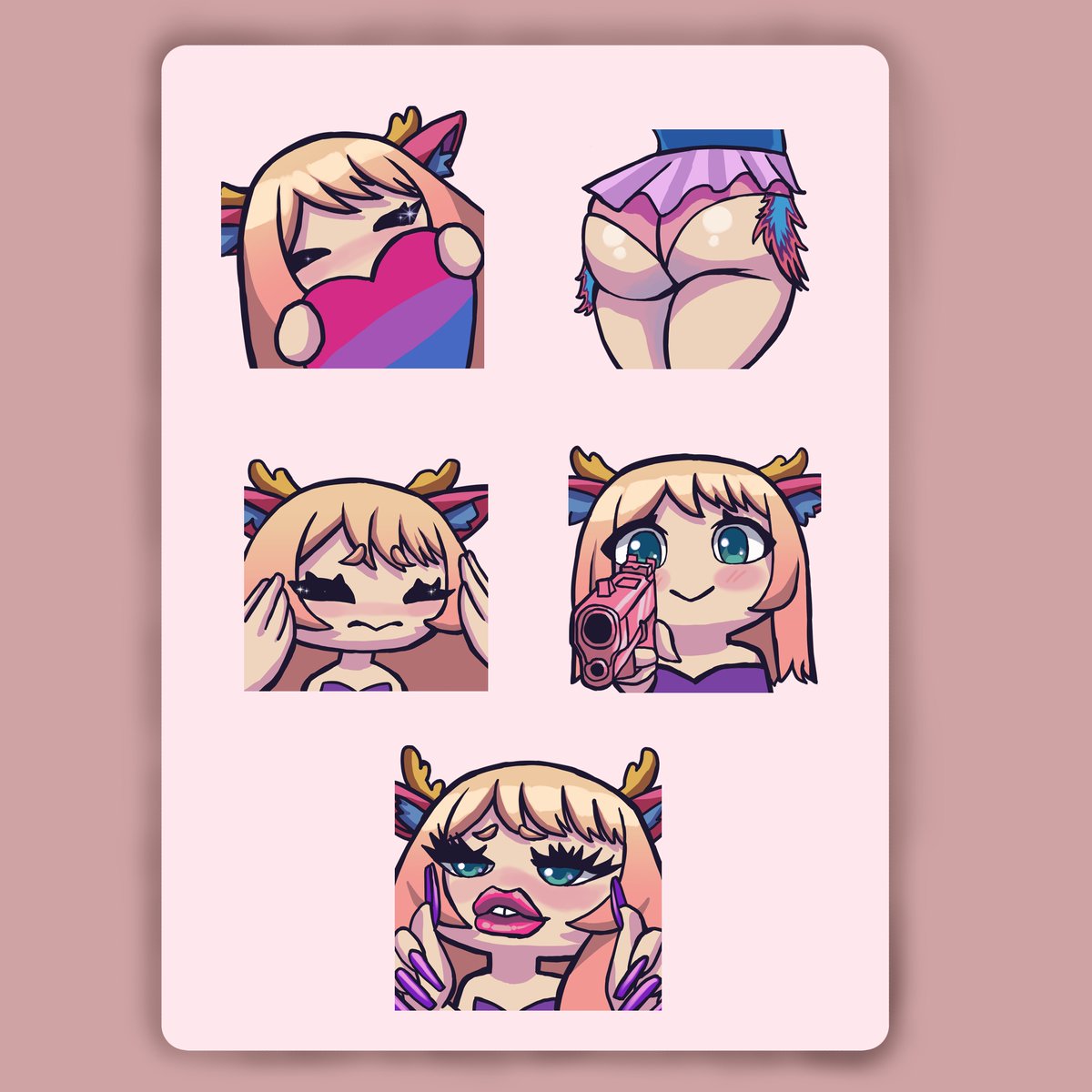 Commission of Emotes for <a href="/PastelsDarling/">☾ ˚｡⋆.PastelsDarling.⋆ ｡˚★</a> 

#emote #twitch #vtuber #Commission #digitalartwork