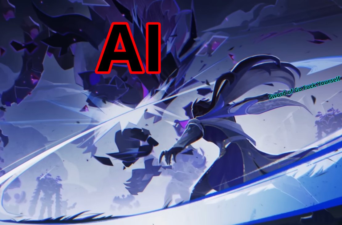 Genuinely tired of seeing AI slop.

Artists, whether 2D, 3D, digital or paper. Spend YEARS practicing their craft and fostering their talents, just so today some fucko can type in a few words and have a machine vomit out garbage.

Fuck your AI and yourself for making such trash.