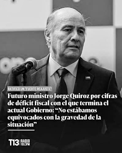 DÉFICIT FISCAL

Un relato alarmista que vale la pena aclarar.

La afirmación del futuro ministro de Hacienda, Jorge Quiroz, de que el mayor déficit fiscal de lo previsto confirma que estamos en una “emergencia económica”, instala un relato de urgencia extrema sobre las cuentas