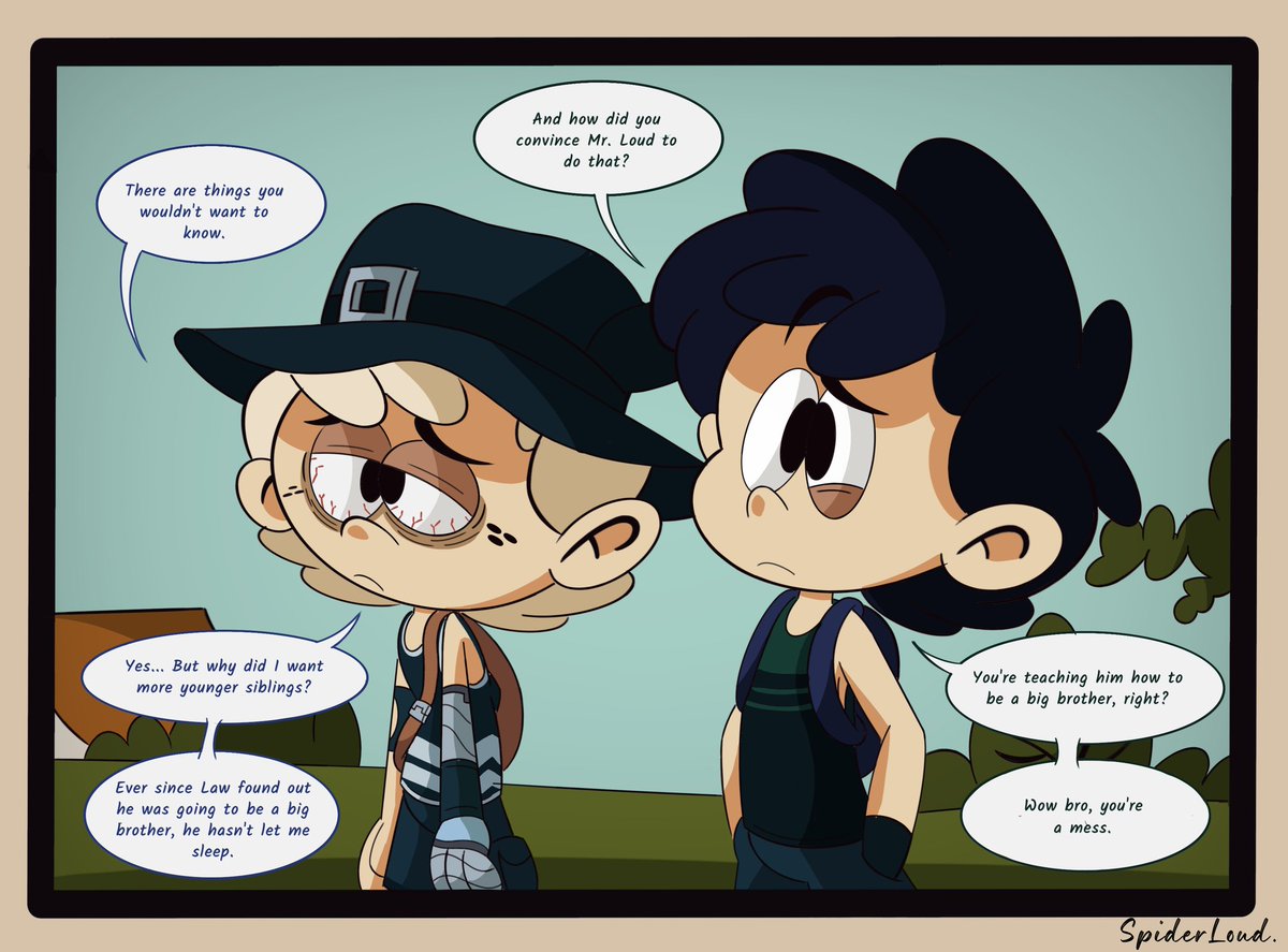 Lainer loves his brothers more than anything. But sometimes they take that to extremes. 

#TheLoudHouse #theloudhouseoc #lainerloud #Jim #digitalart #myart #spiderloud