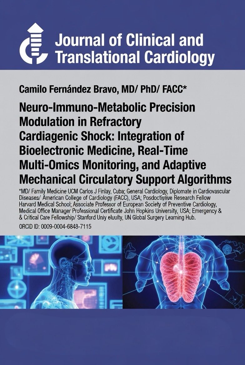 JournalClinTran's tweet photo. Refractory cardiogenic shock remains deadly despite ECMO/MCS. Enter precision modulation: targeting the neuro-immuno-metabolic spiral—sympathetic overdrive, inflammation, &amp; metabolic chaos driving the “point of no return.”

https://t.co/CjYT2p1MHd
#CardioShock #PrecisionMedicine https://t.co/4WcVoMU21v
