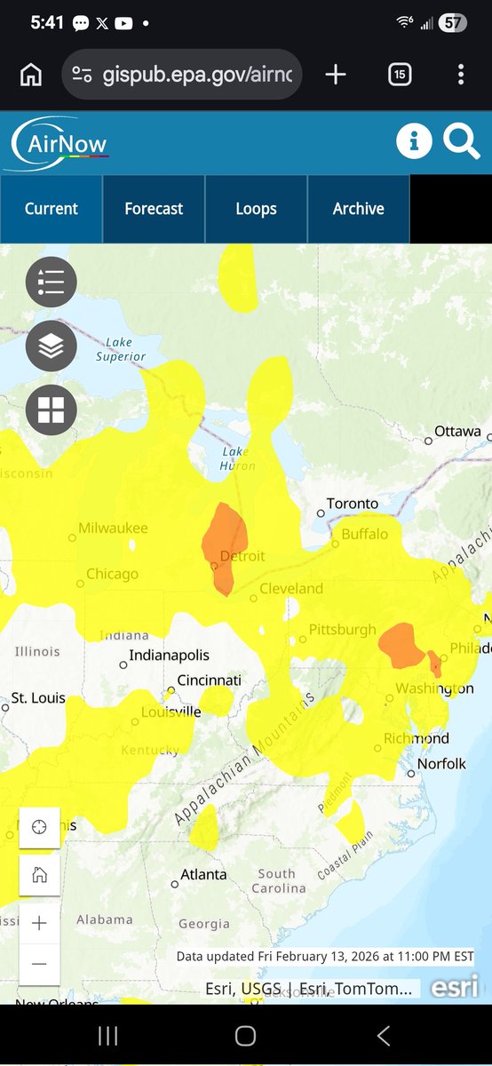 jesseRoss597206's tweet photo. All the states that had geoengineered plastic smelling snow & manufactured subzero weather are all under Air quality alerts. The reasoning is that it's being caused from snow melt releasing soot, exhaust & pollution as it melts. Truth is: it's chemtrail elements. Wow🤡 https://t.co/JdSLUCnjLa