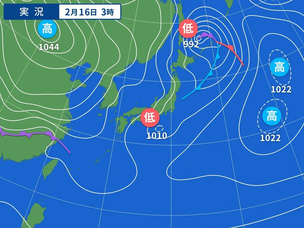「天気図見てるとまだ冬型の気圧配置っぽいけど週間天気によると冬終わったっぽく見える」|鬼の絵師のイラスト