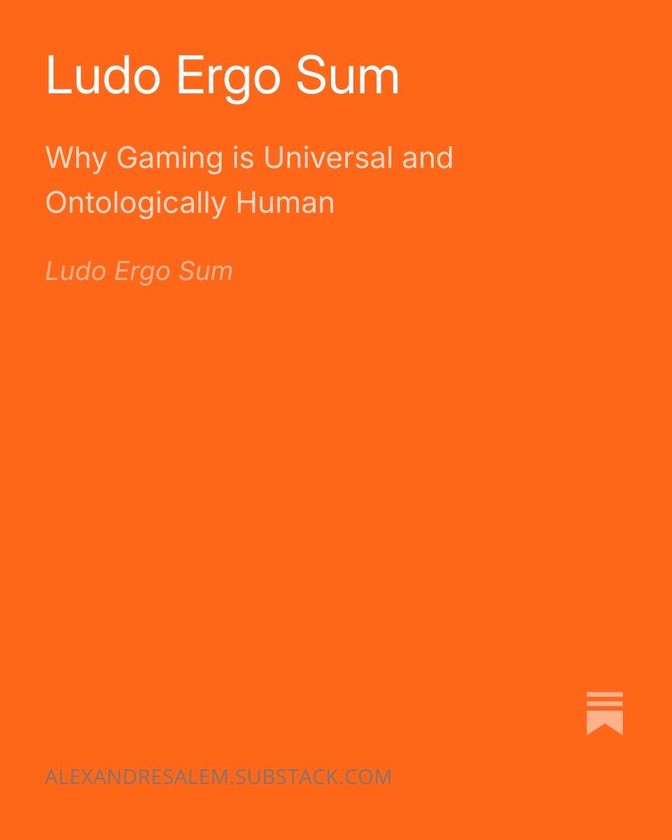 AlexSalemGaming's tweet photo. Games shaped how I think, learn, connect, and cope. I wrote about why gaming is more than fun - it’s deeply and ontologically human.

Ludo Ergo Sum.

🧠🎮 Read: https://t.co/Nvjb67grEN

#gaming #play #Philosophy #History #substack #writing https://t.co/5BUl19WPhh