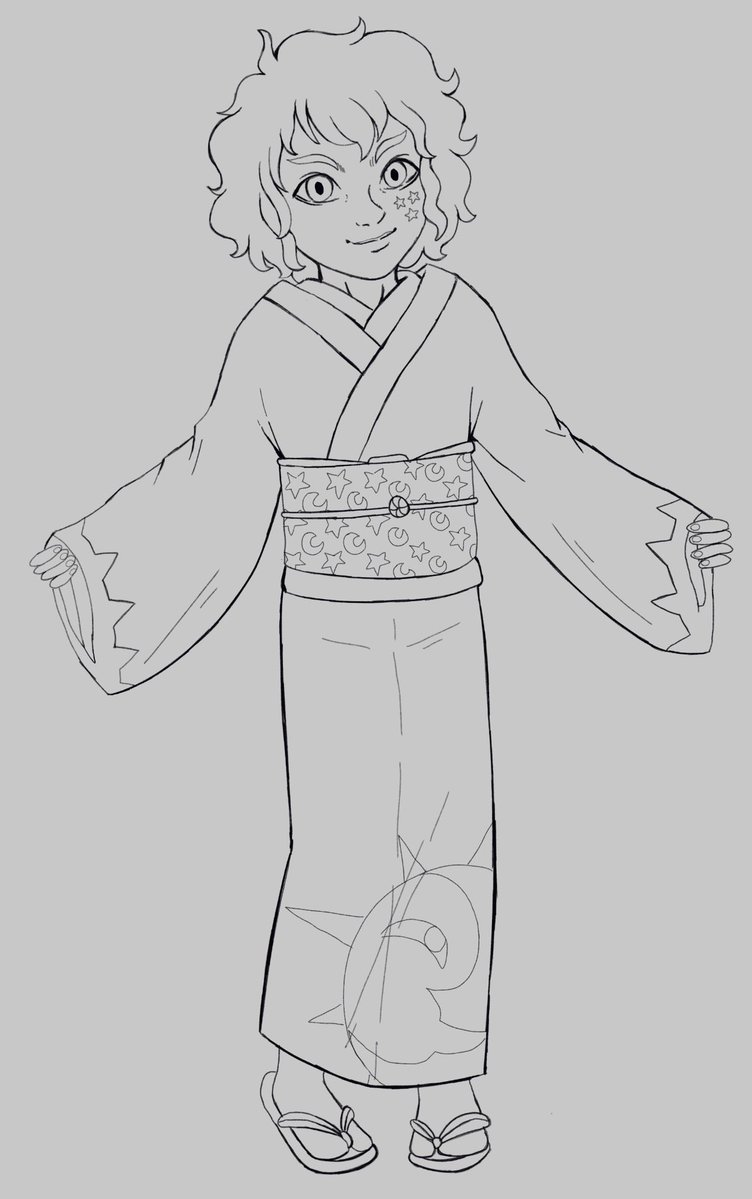 Collector in a space ?? themed kimono ,, This will be rendered ! this is to commemorate me leaving on my trip to tokyo, japan on march 6 !! 😭😭 I’m so excited !! But also scared cause I’m going without my parents and only my moms friend :0
