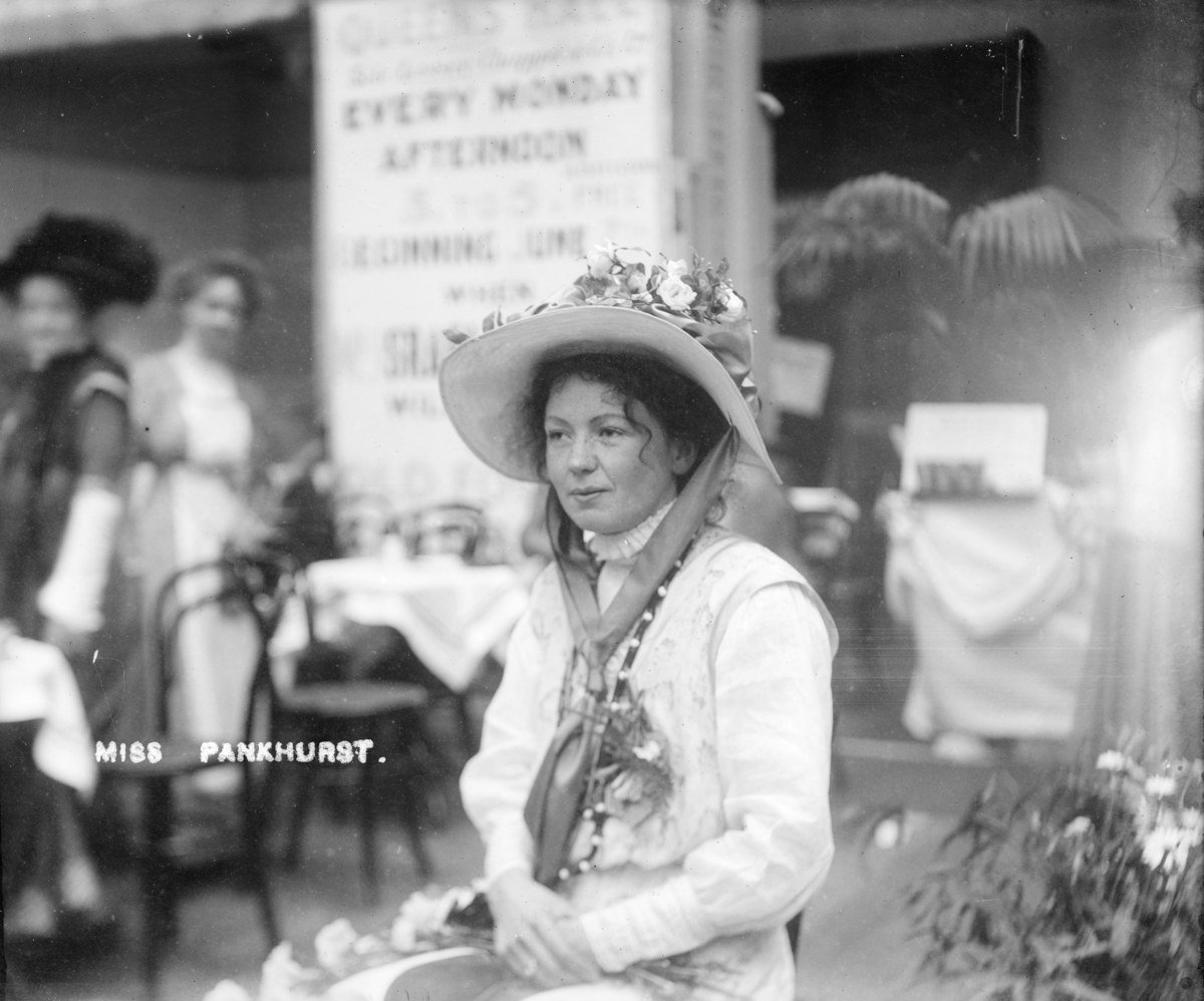 Suffragette leader Christabel Pankhurst. c.1910, photo by Scottish photographer Christina Broom (1862-1939), UK's first female press photographer, who documented the women's suffrage movement.