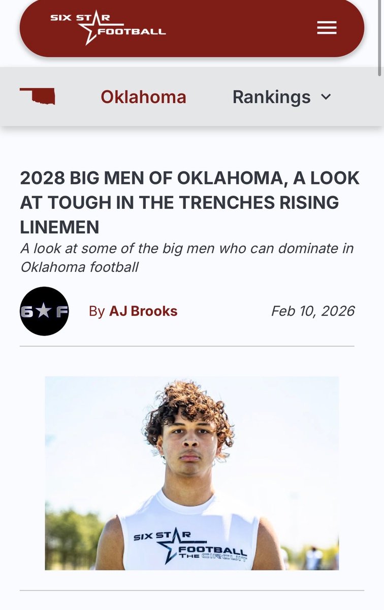 CashtonMathis1's tweet photo. Thank you @sixstarfootball for the article! @Derrick__Shelby @Coach_Lemke @CoachBigReemis @c_elerick @samspiegs @RivalsHS @PrepRedzoneOK @EnidPlainsmenFB @on3recruits #EYGEYG https://t.co/9BkP2BmyCs