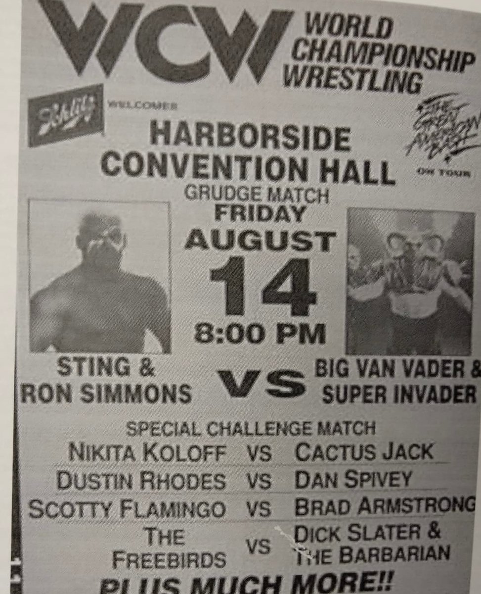 RasslinFacts's tweet photo. WCW Event,Fort Myers,Florida
August 14,1992
)No available info in terms of attendance and results) https://t.co/zlg6kaR7mI