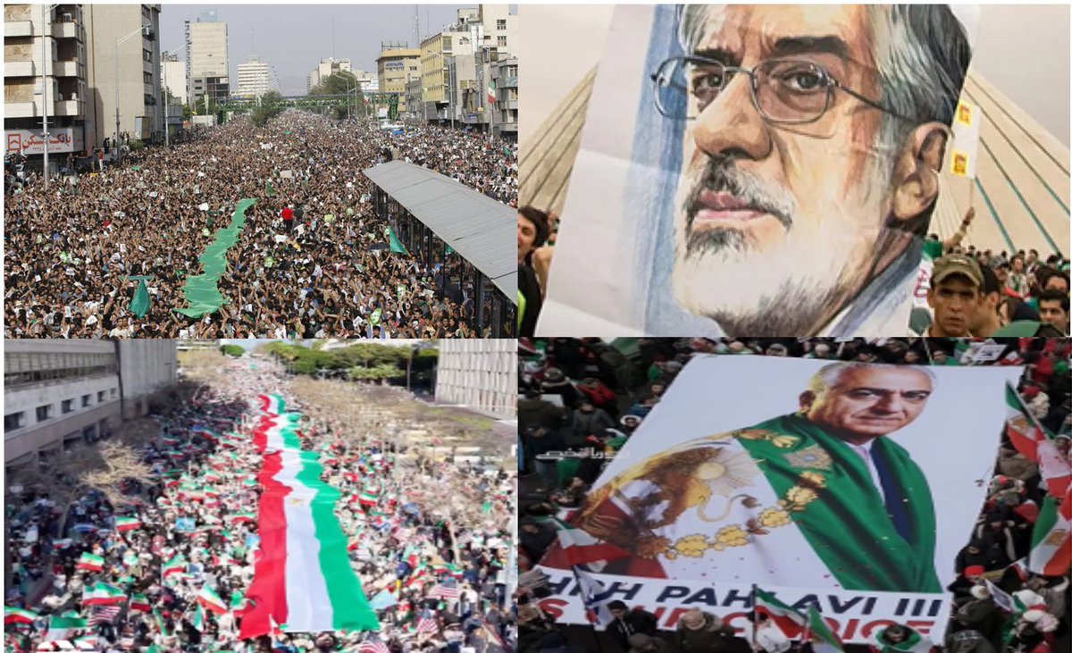 دیدیم که میلیونها نفر خمینی را در ماه دیدند، میلیونها نفر برای خاتمی رای دادند و میلیونها نفر با میرحسین موسوی سبز شدند 
ما بنفش شدن میلیونها نفر با حسن روحانی را هم دیدیم
و حالا آفتاب قلابی #پهلوی را به مردم قالب میکنند..
اما ما خون چکان ماندیم و شرف‌مان را نفروختیم.
